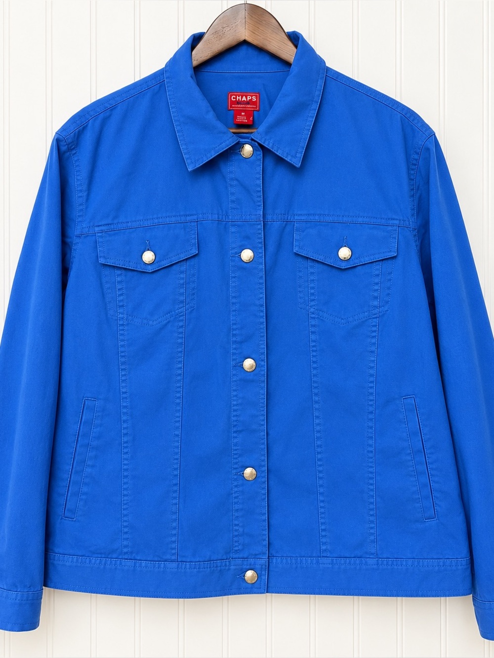 Trucker Jacket Size 2X Cobalt Blue Snap Front Preppy Utility Fall 100% Cotton